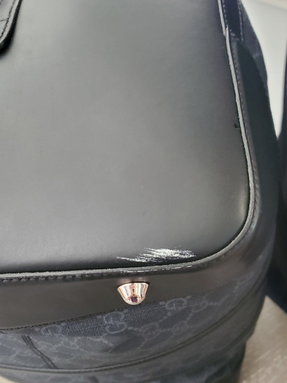 Gucci Black GG Supreme Duffel with Red and Blue Web Strap - Picture 7 of 12